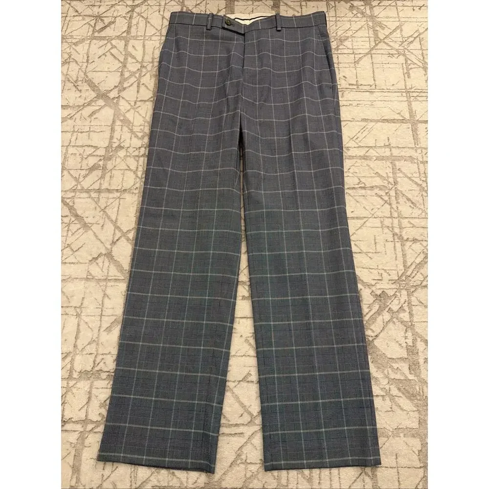 Lauren Ralph Lauren Dress Pants 30x30 Blue Plaid Windowpane